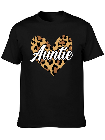 Auntie Leopard Print Heart Graphic Tee