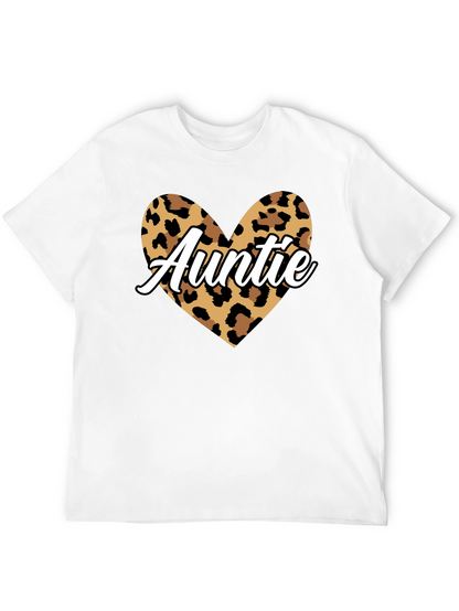 Auntie Leopard Print Heart Graphic Tee
