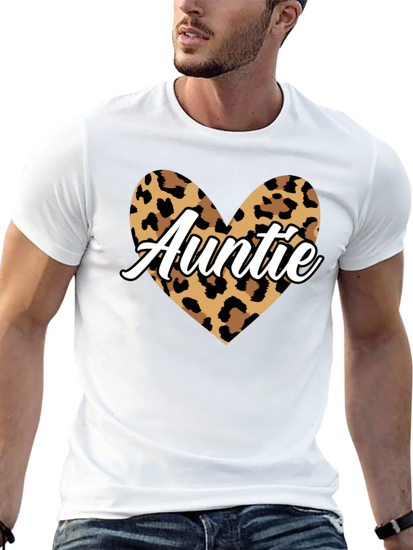 Auntie Leopard Print Heart Graphic Tee