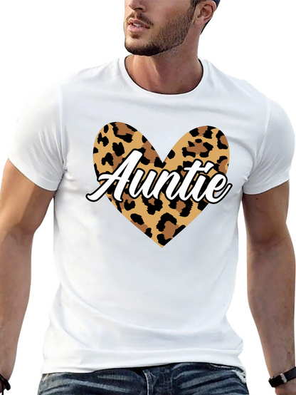 Auntie Leopard Print Heart Graphic Tee
