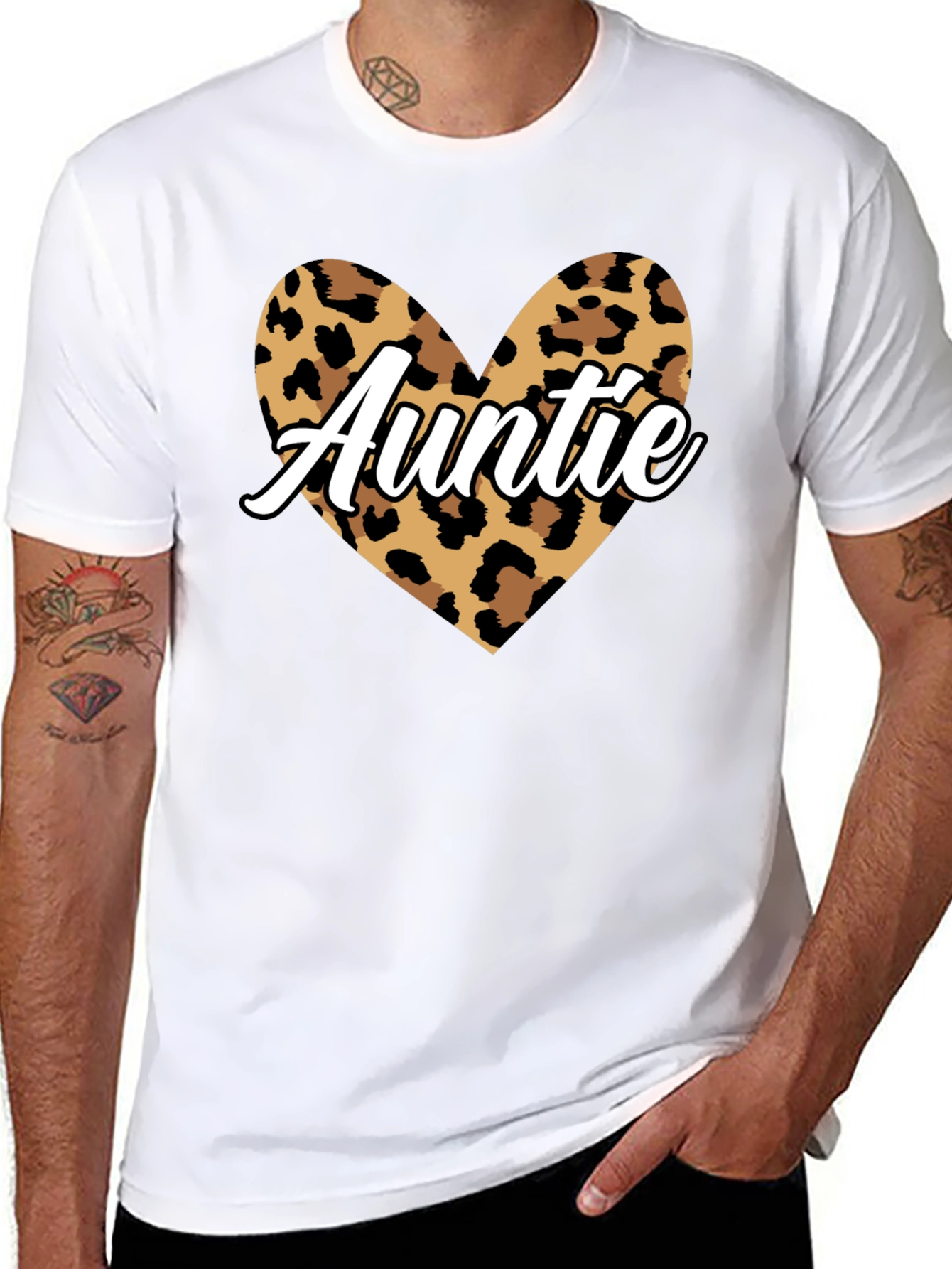 Auntie Leopard Print Heart Graphic Tee