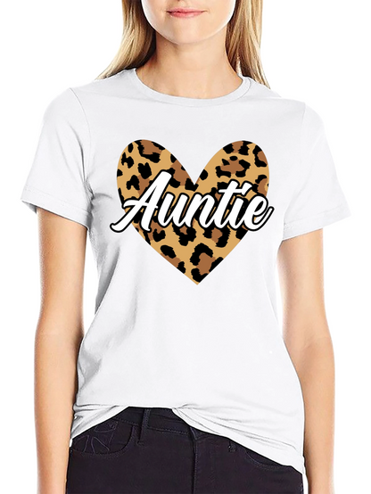 Auntie Leopard Print Heart Graphic Tee