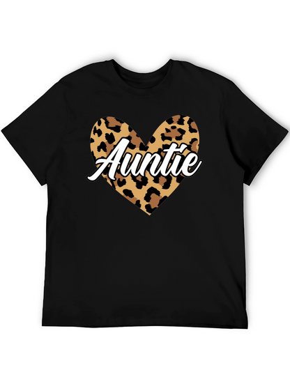 Auntie Leopard Print Heart Graphic Tee