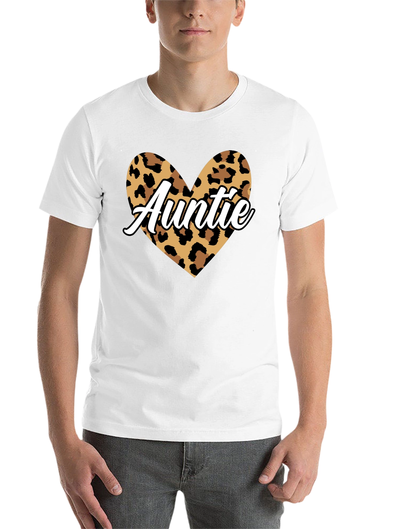 Auntie Leopard Print Heart Graphic Tee