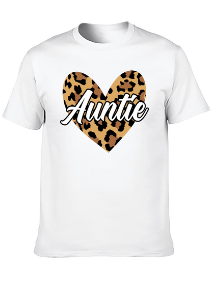 Auntie Leopard Print Heart Graphic Tee