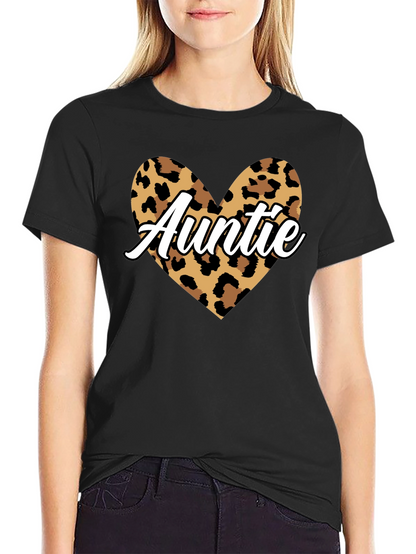 Auntie Leopard Print Heart Graphic Tee