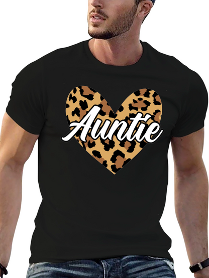Auntie Leopard Print Heart Graphic Tee