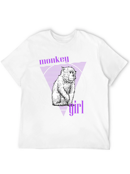 Monkey Girl Graphic Tee - Trendy Black T-Shirt