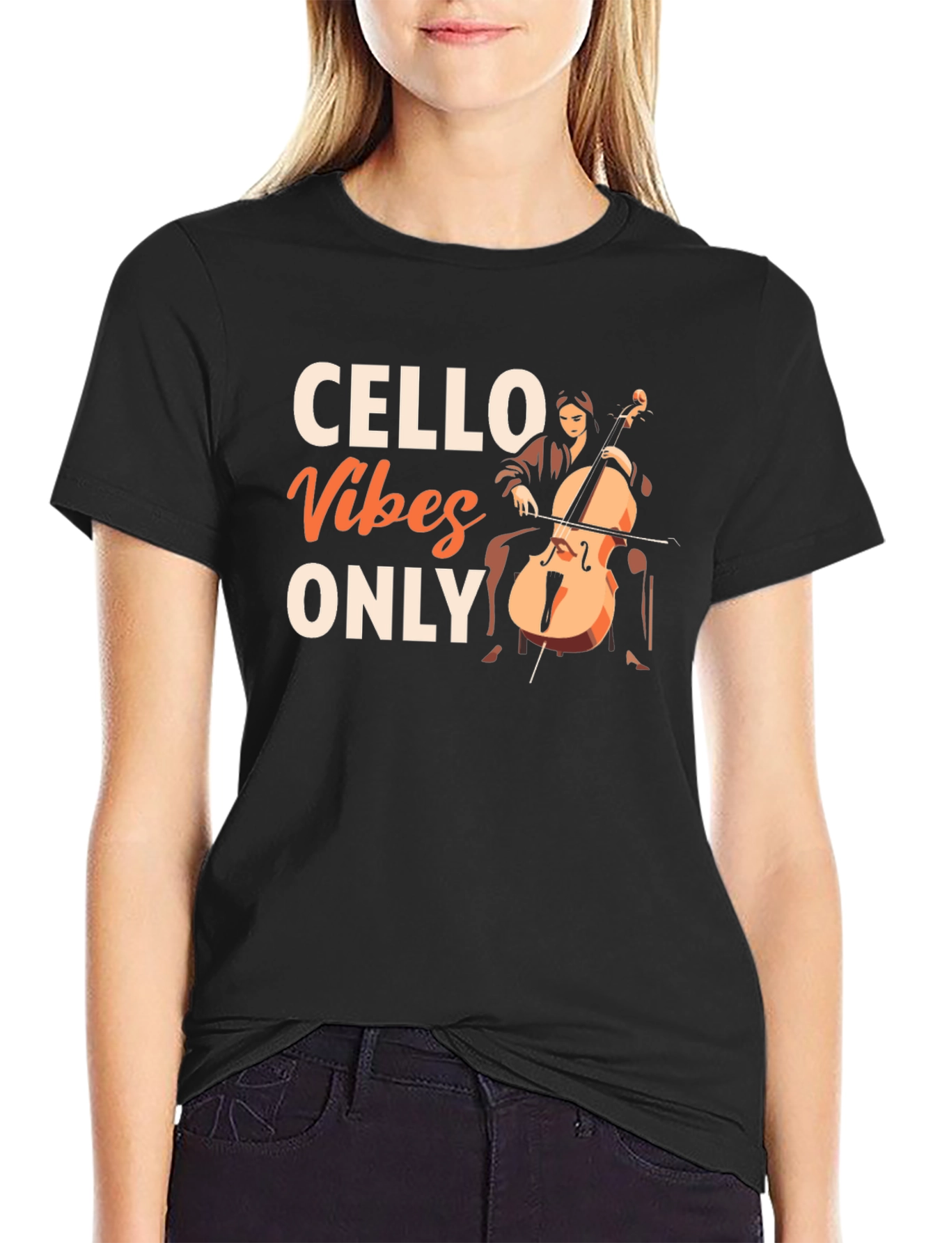 Cello Vibes Only Graphic Tee - Music Lovers T-Shirt