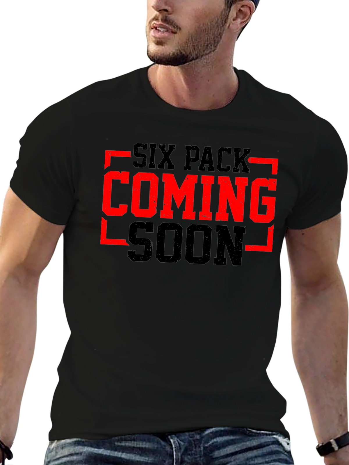 Six Pack Coming Soon Black Graphic Tee