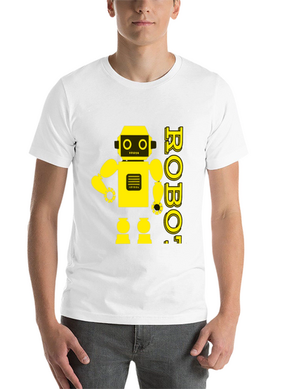Retro Robot Graphic Tee - Black Cotton T-Shirt