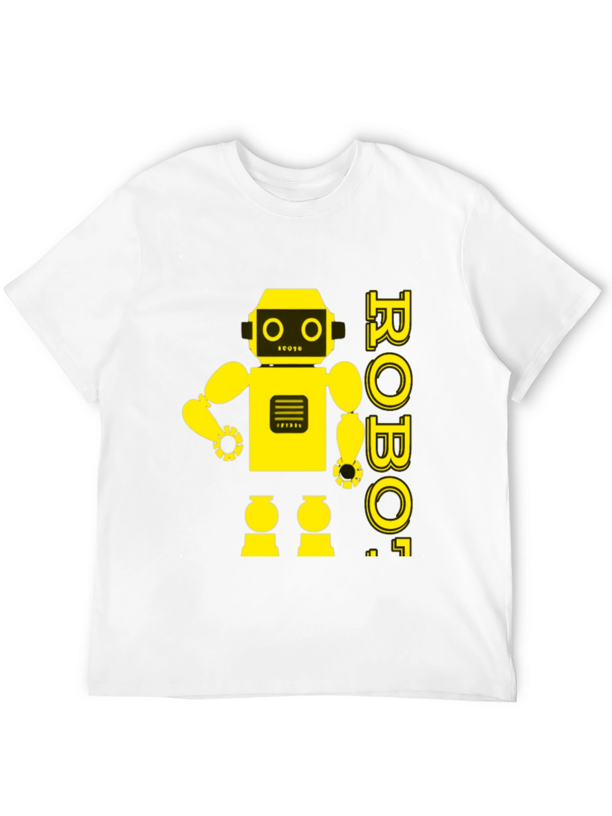 Retro Robot Graphic Tee - Black Cotton T-Shirt