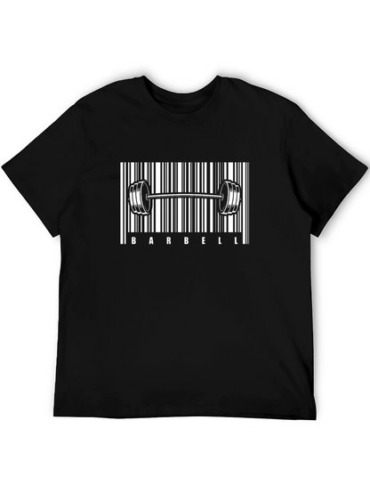 Barbell Barcode Graphic Tee - Gym & Fitness Apparel
