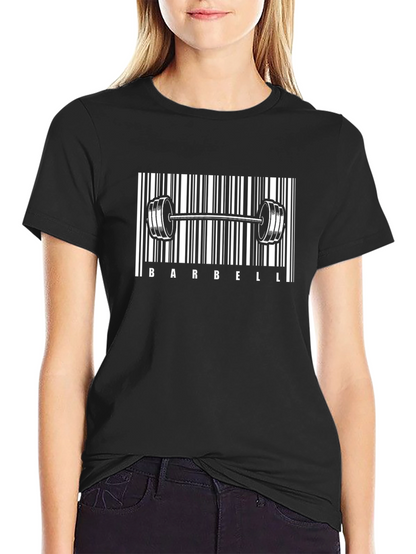 Barbell Barcode Graphic Tee - Gym & Fitness Apparel