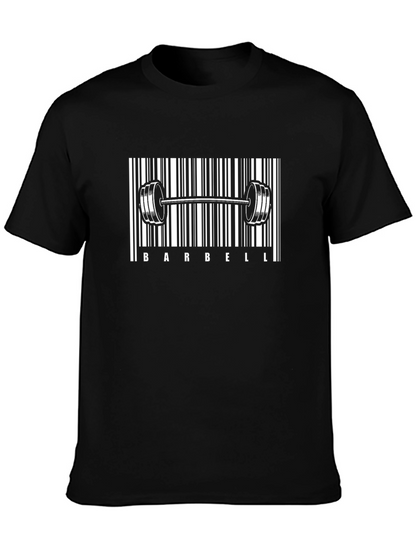 Barbell Barcode Graphic Tee - Gym & Fitness Apparel