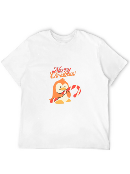 Festive Penguin Merry Christmas Black T-Shirt