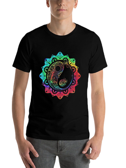 Rainbow Yin Yang Mandala Graphic T-Shirt