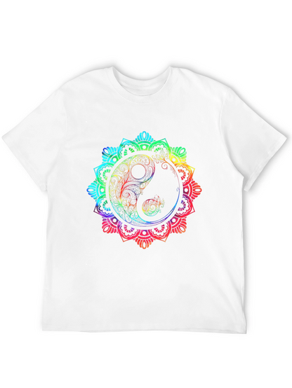 Rainbow Yin Yang Mandala Graphic T-Shirt