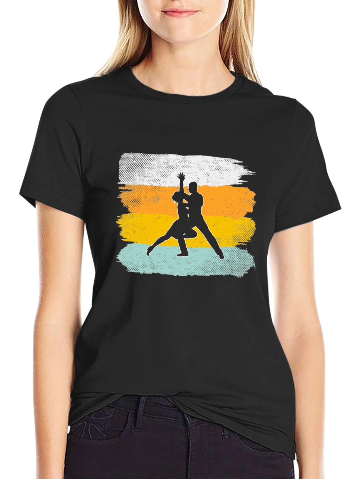 Dance Silhouette Graphic Tee - Retro Style