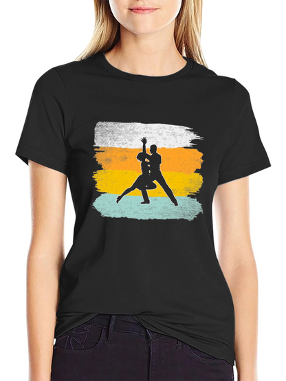 Dance Silhouette Graphic Tee - Retro Style