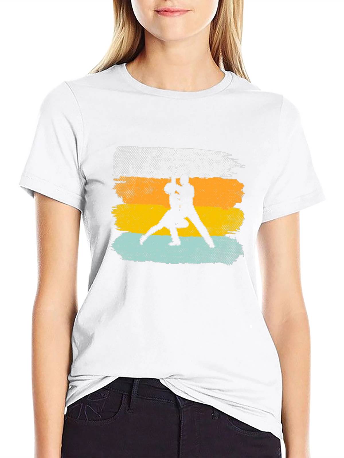 Dance Silhouette Graphic Tee - Retro Style
