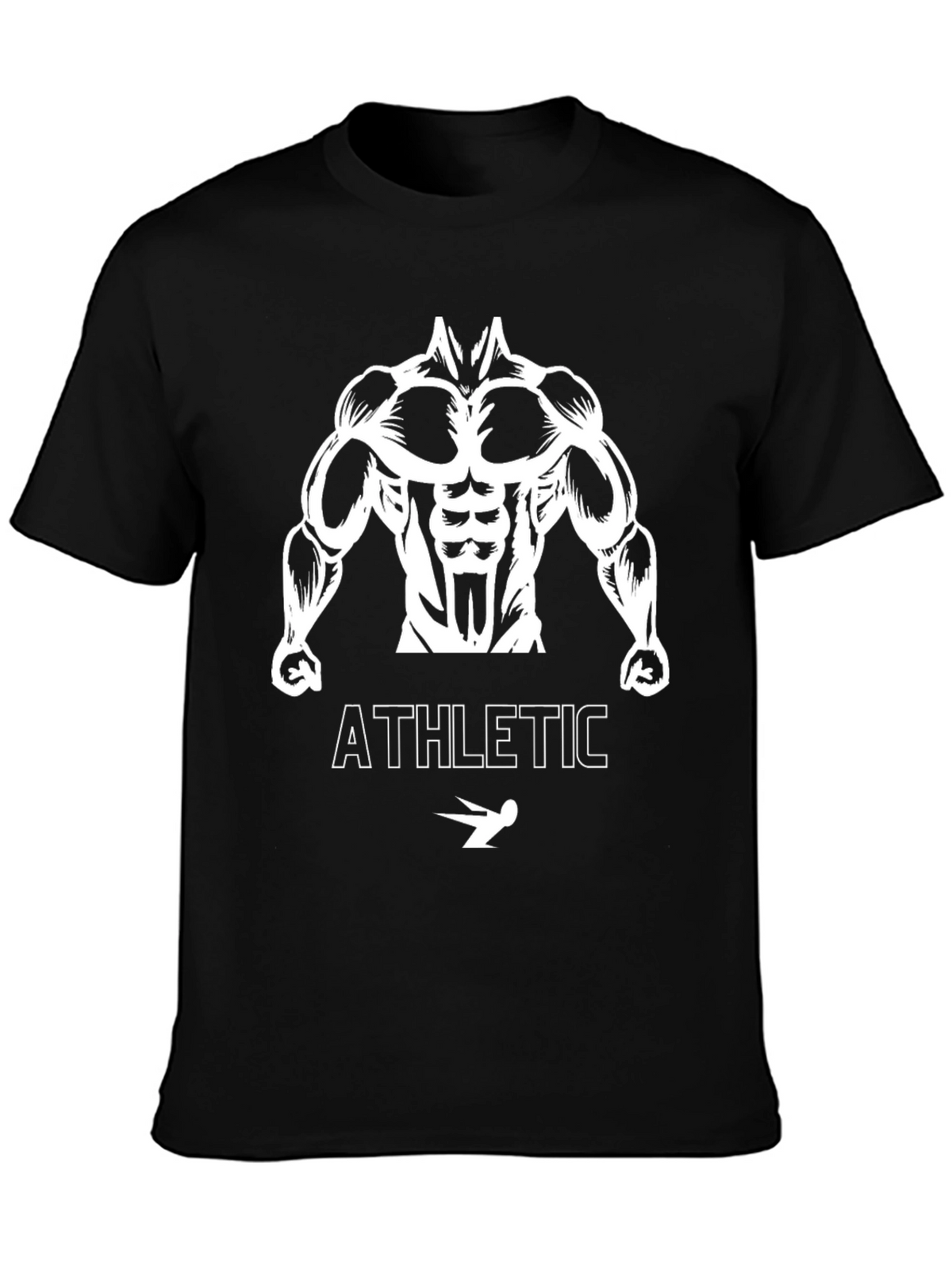 Athletic Bodybuilder Graphic Tee - Black Cotton