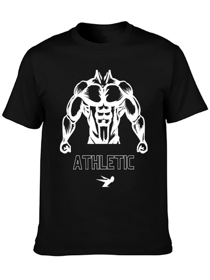 Athletic Bodybuilder Graphic Tee - Black Cotton