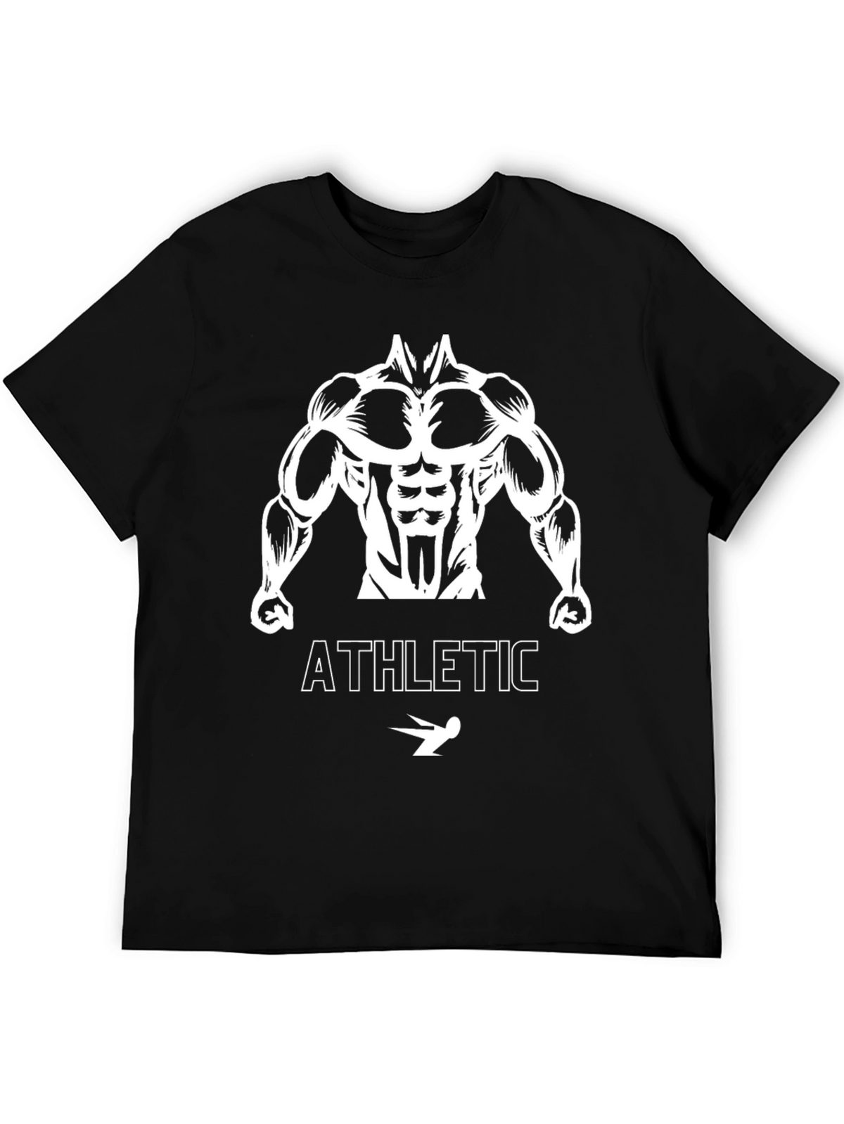 Athletic Bodybuilder Graphic Tee - Black Cotton