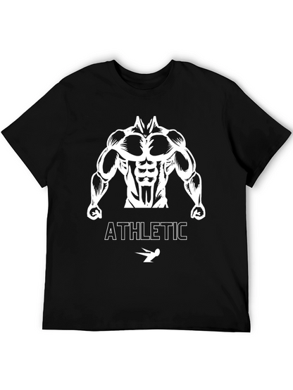 Athletic Bodybuilder Graphic Tee - Black Cotton