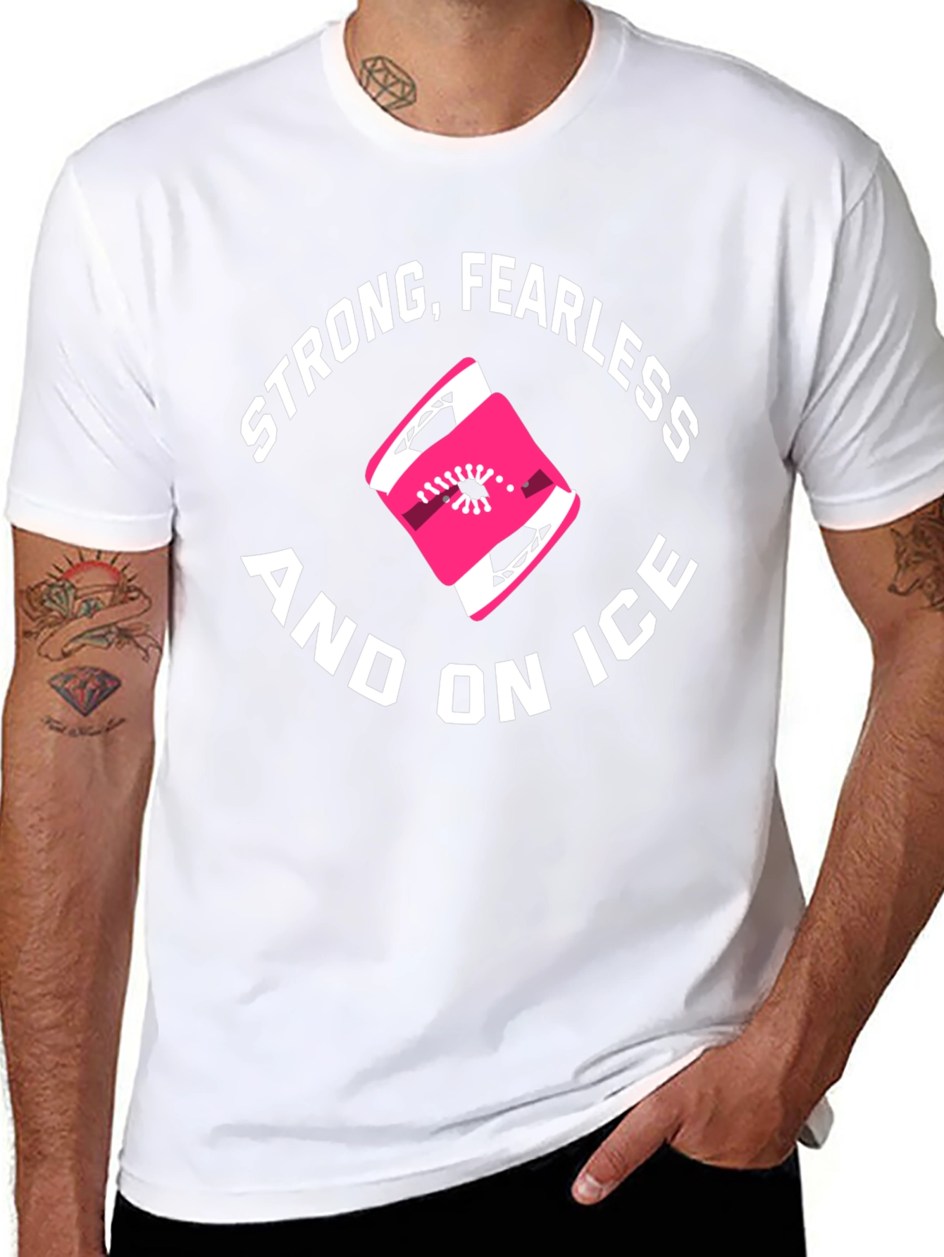 Strong Fearless and On Ice Black Graphic T-Shirt
