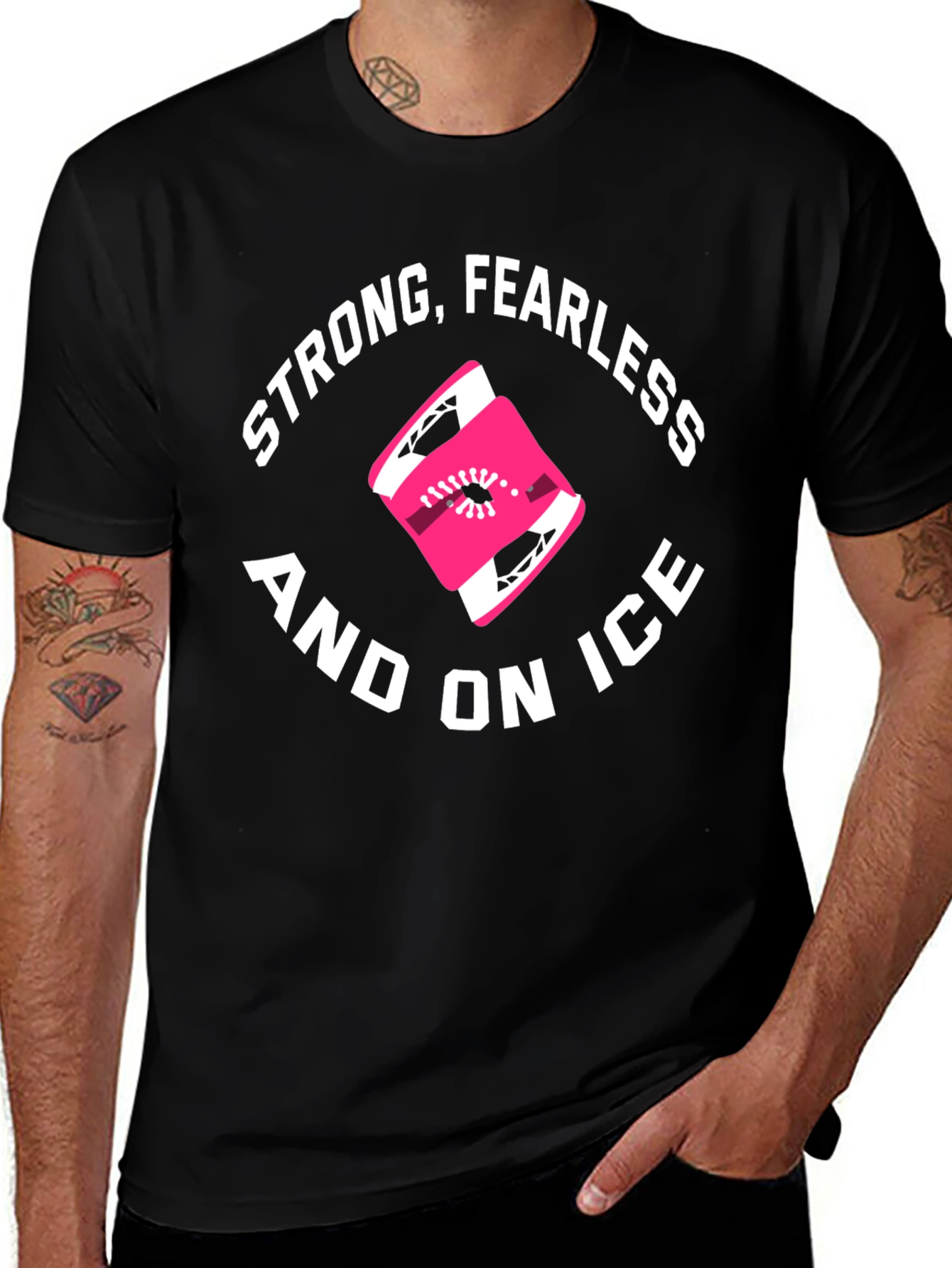 Strong Fearless and On Ice Black Graphic T-Shirt