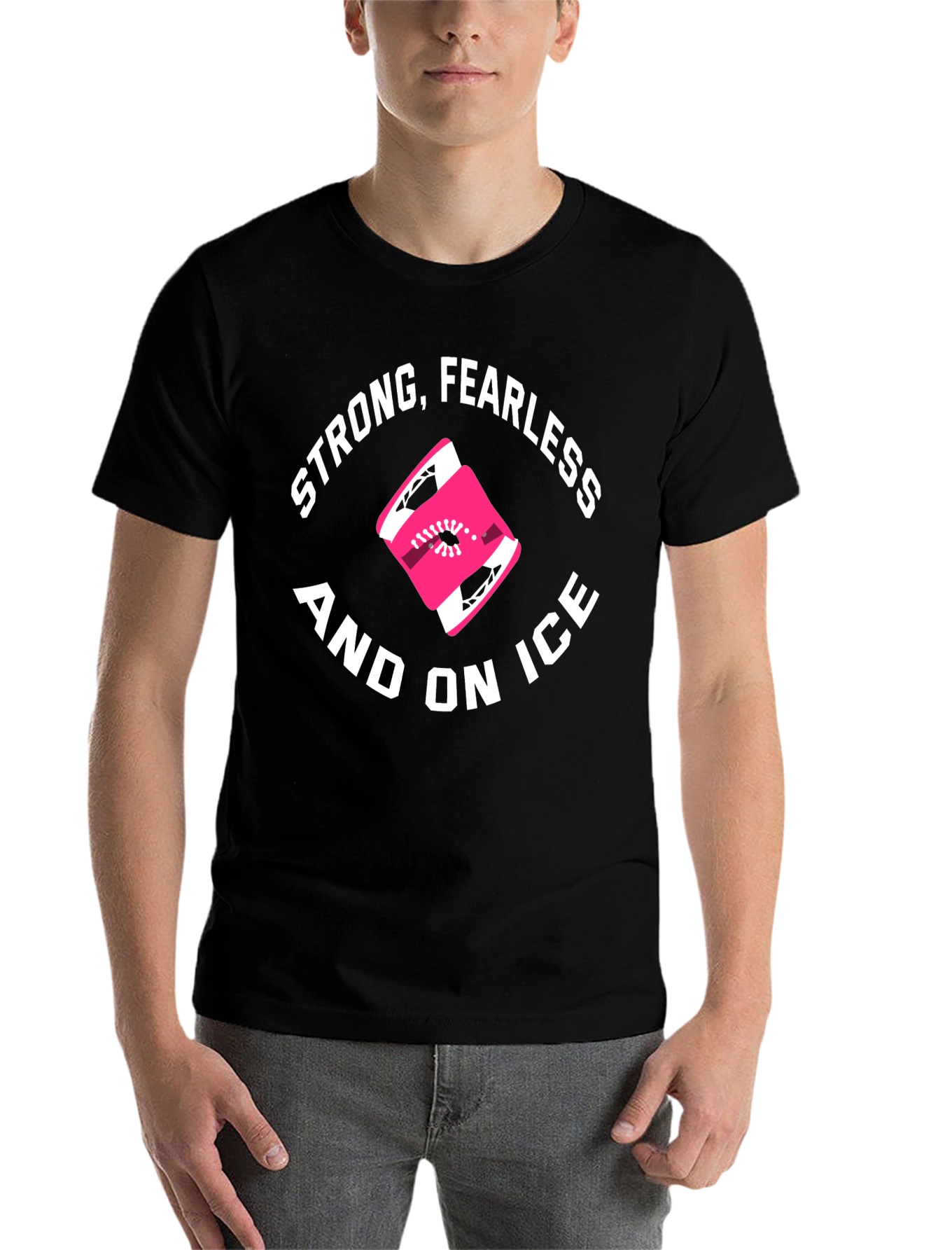 Strong Fearless and On Ice Black Graphic T-Shirt