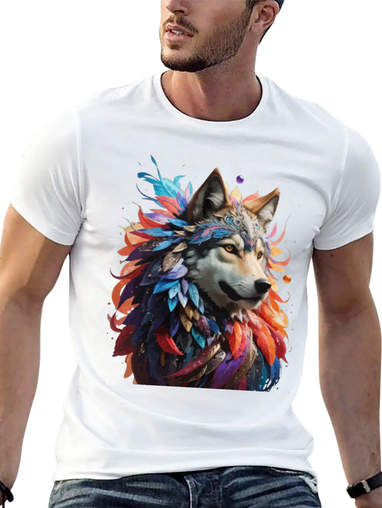 Wolf Feather T-Shirt - Unique Graphic Tee