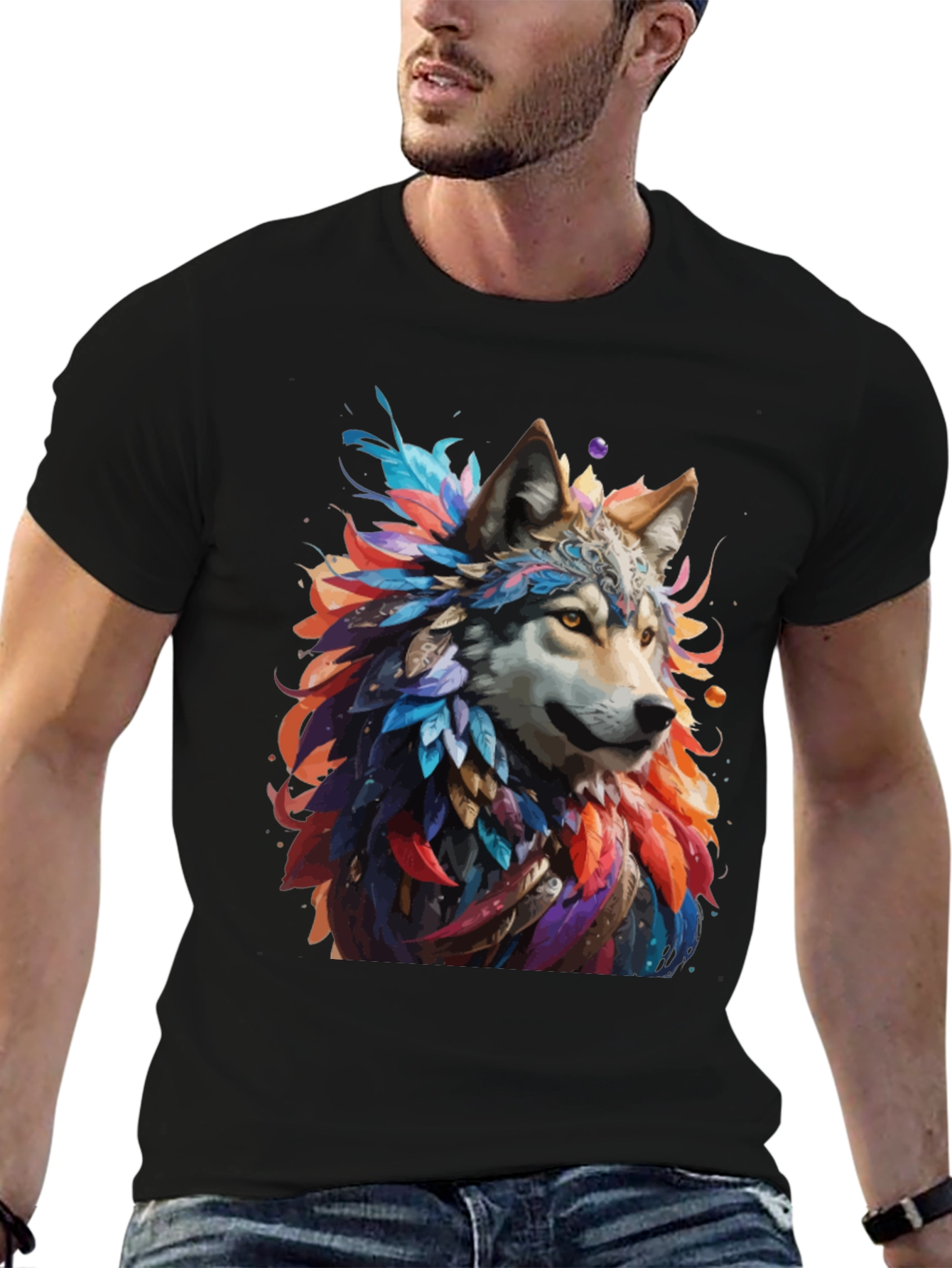 Wolf Feather T-Shirt - Unique Graphic Tee