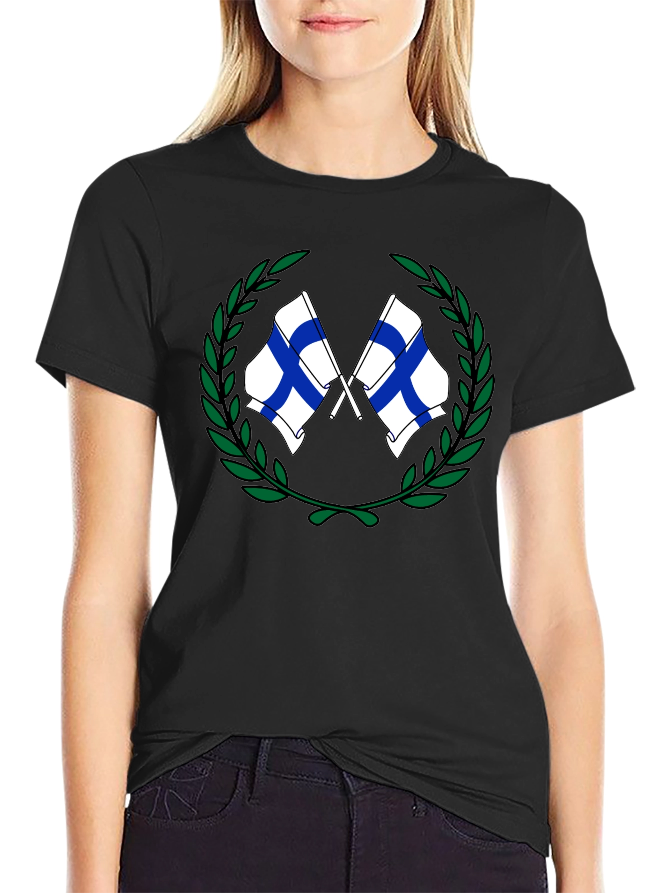 Finland Flags Wreath Graphic T-Shirt