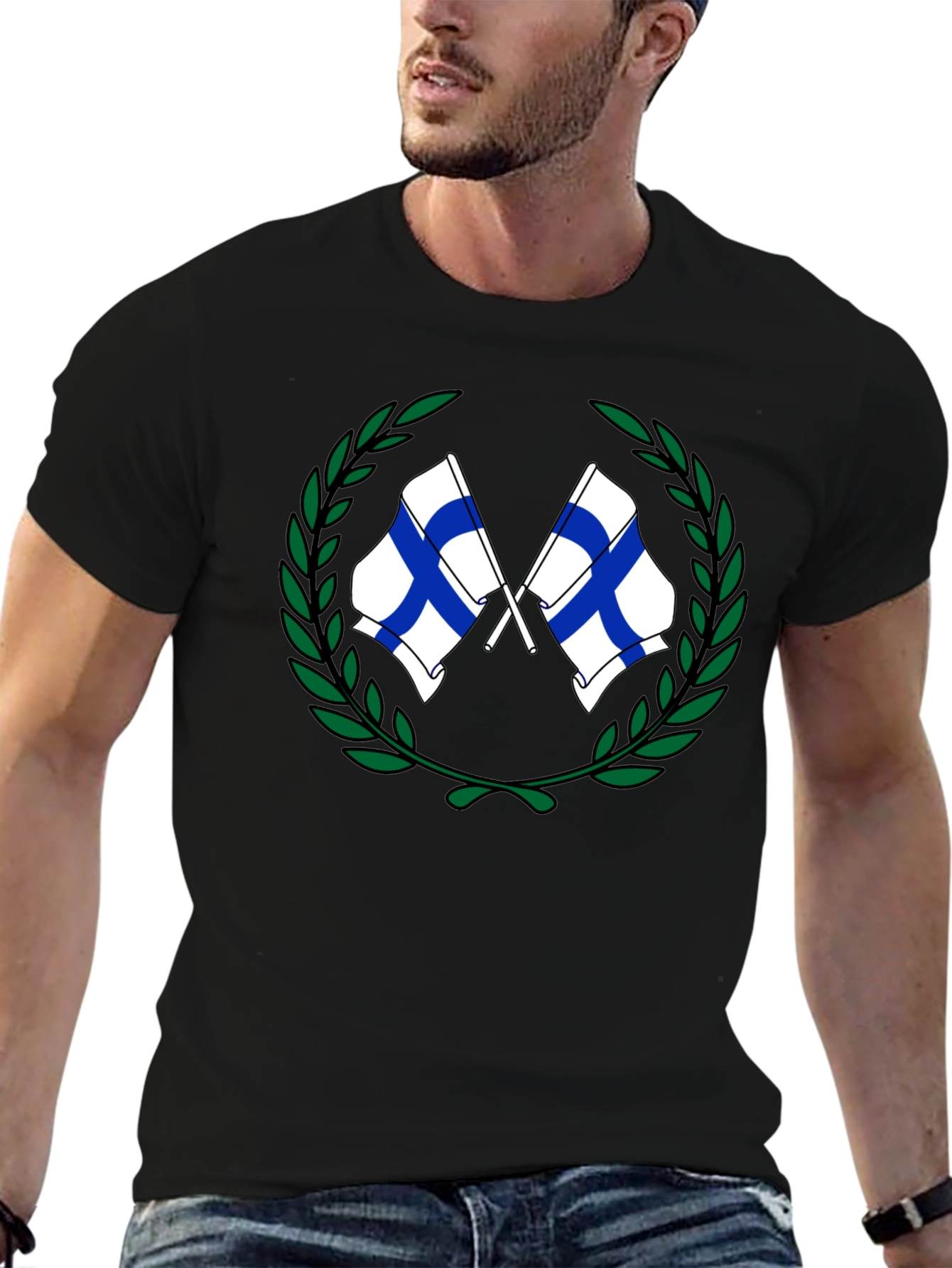 Finland Flags Wreath Graphic T-Shirt