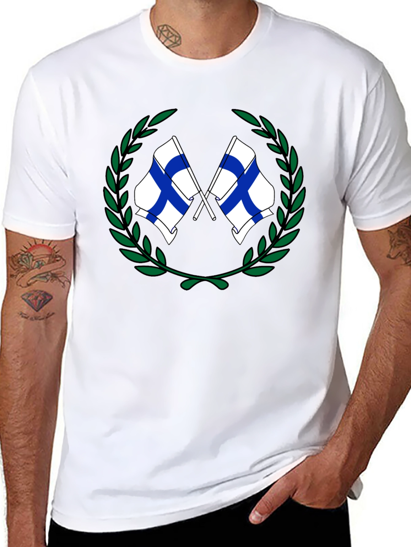 Finland Flags Wreath Graphic T-Shirt