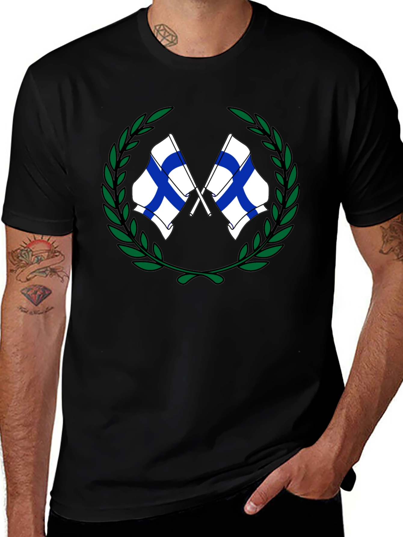 Finland Flags Wreath Graphic T-Shirt
