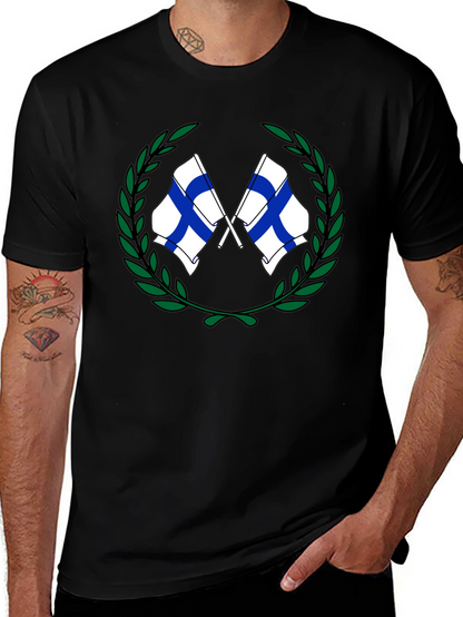 Finland Flags Wreath Graphic T-Shirt