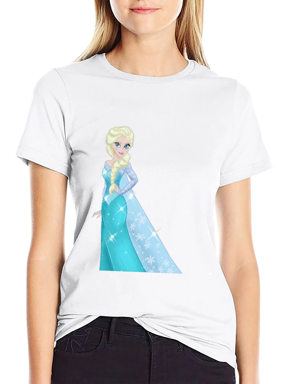 Elsa Graphic Tee - Black Cotton Blend