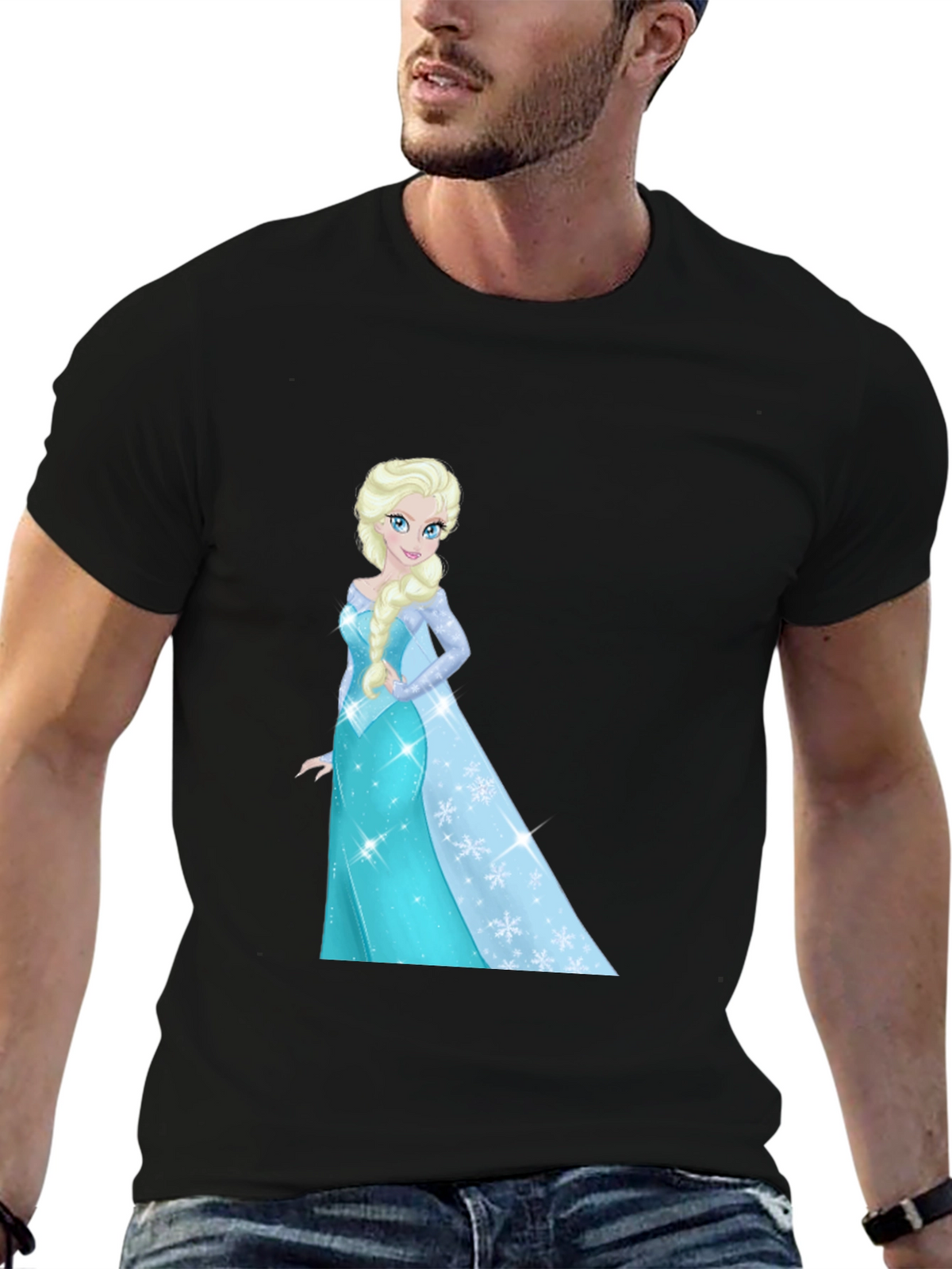 Elsa Graphic Tee - Black Cotton Blend