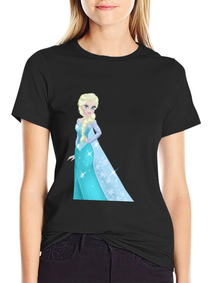 Elsa Graphic Tee - Black Cotton Blend