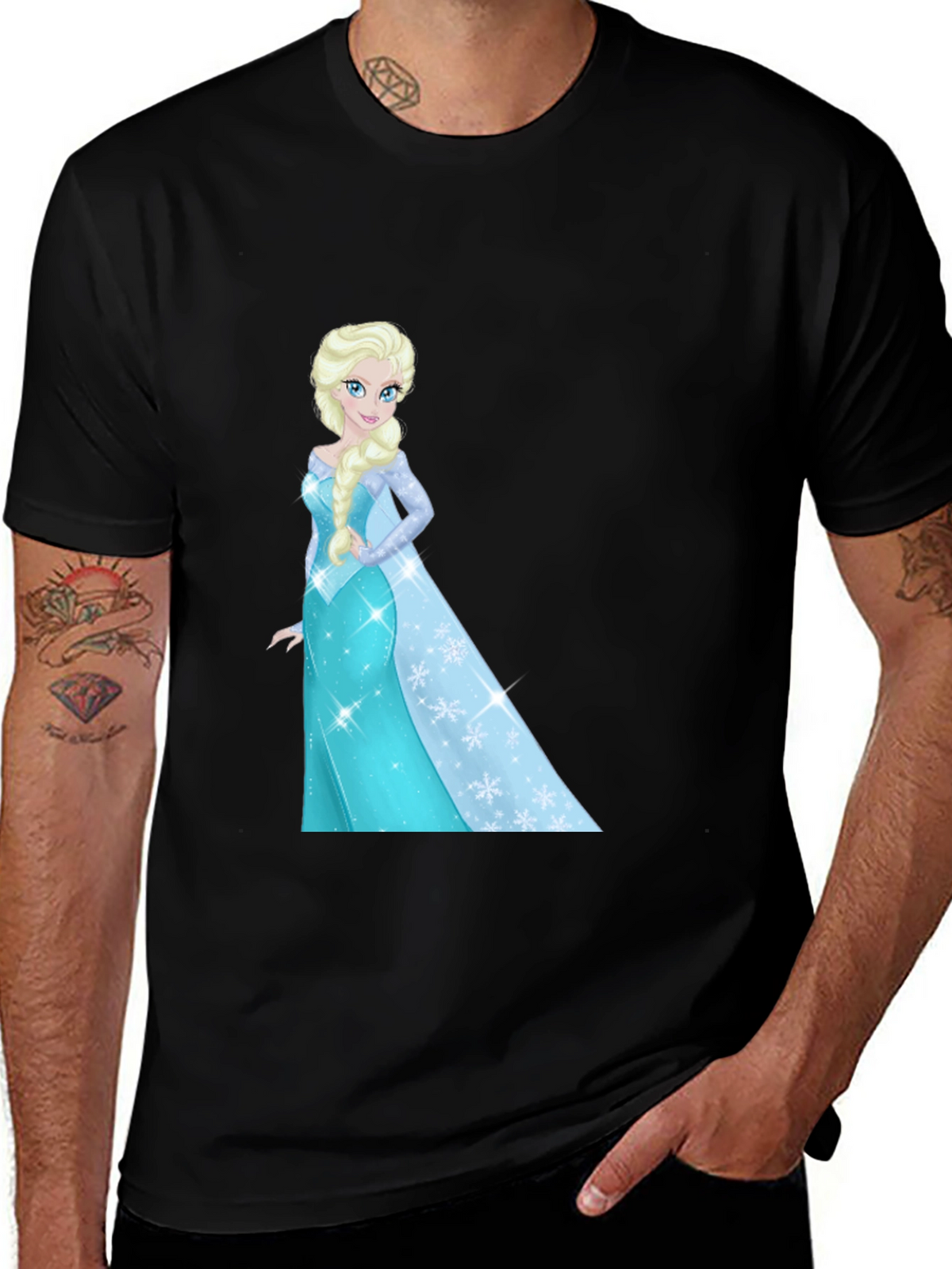 Elsa Graphic Tee - Black Cotton Blend