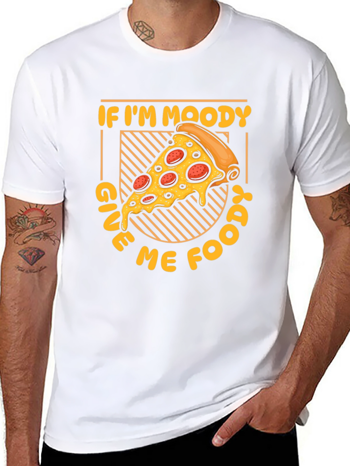If Im Moody Give Me Food Pizza Graphic T-Shirt