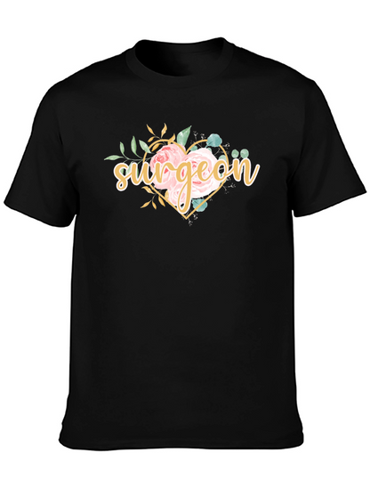 Surgeon Floral Heart T-Shirt - Doctor Gift