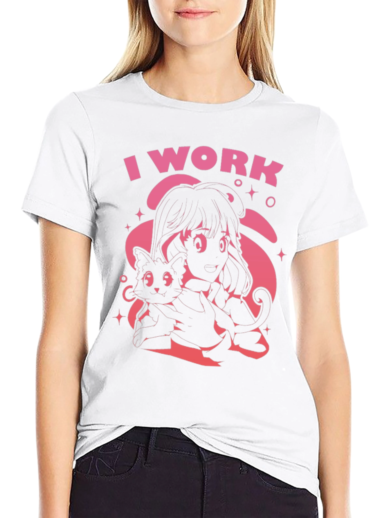 I Work Black Graphic Tee