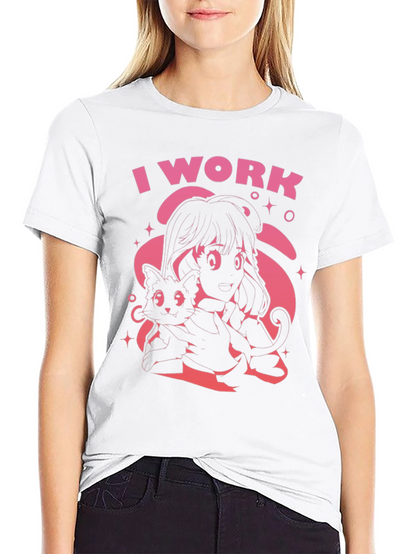 I Work Black Graphic Tee