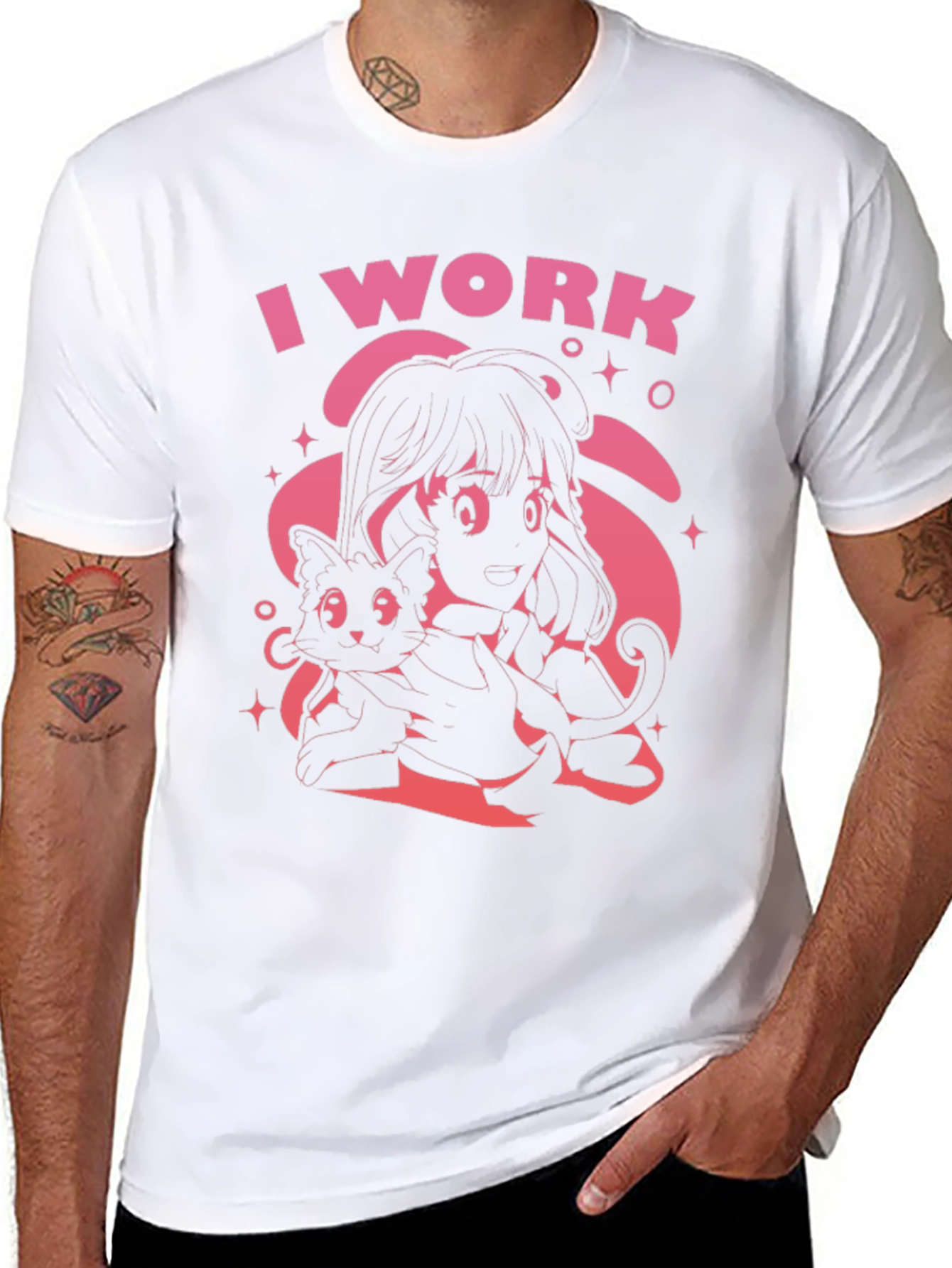 I Work Black Graphic Tee