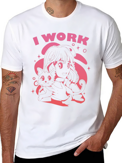 I Work Black Graphic Tee