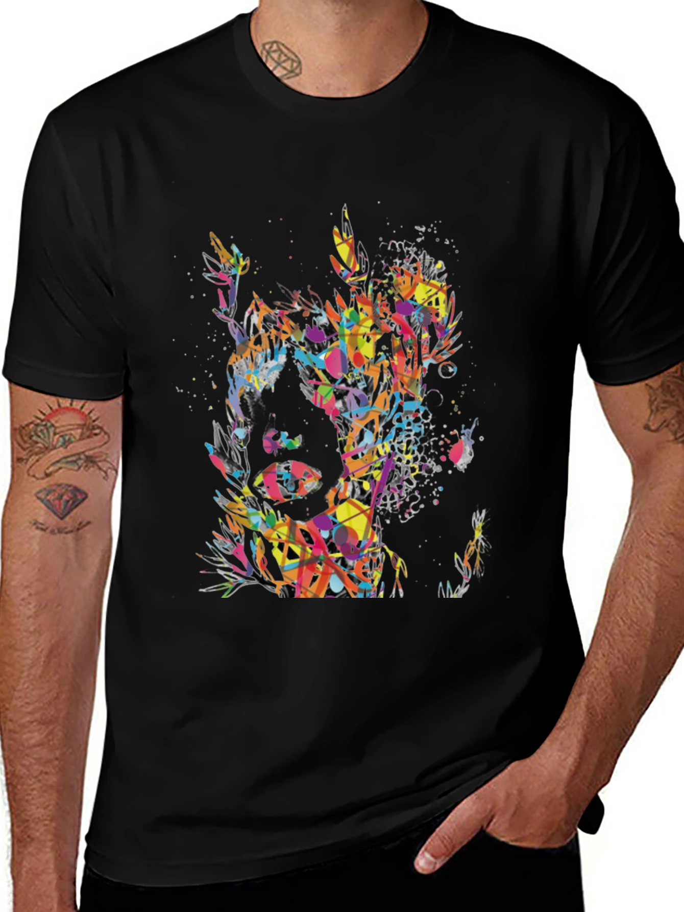 Abstract Art Mens Black T-Shirt